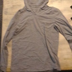 Gray XL long sleeve hooded shirt.